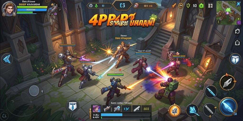 Screenshot gameplay <strong>4P4P</strong> yang menampilkan pertempuran strategi yang intens.