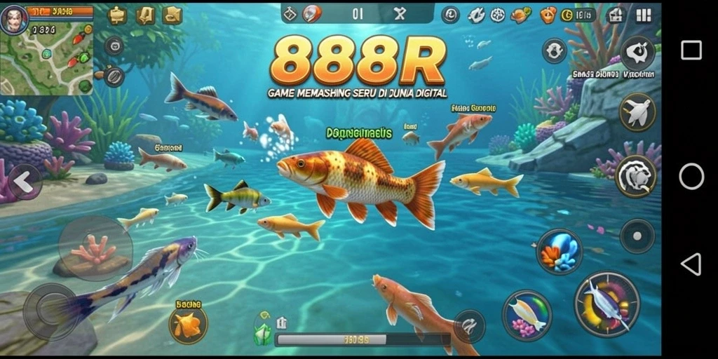 Gameplay memancing yang mendebarkan dalam 888R.