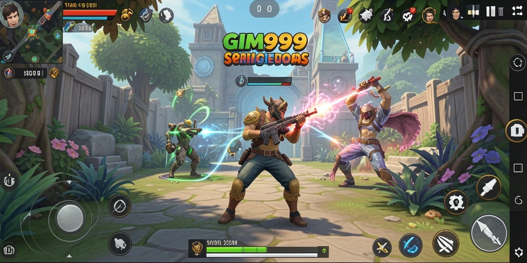 Tampilan gameplay GIM999 dengan aksi strategi yang mendebarkan.