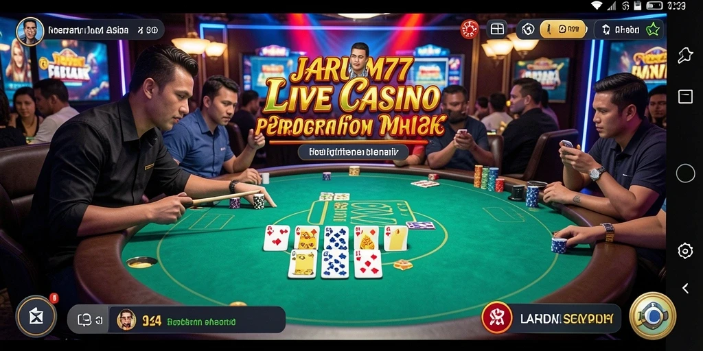 Tampilan gameplay JARUM77 yang mendebarkan dengan dealer langsung.