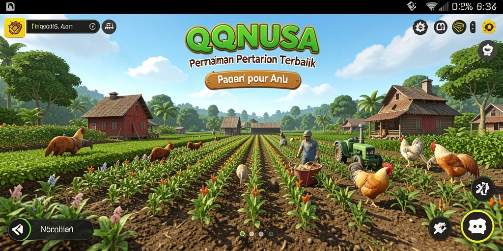 Screenshot QQNUSA menunjukkan kebun yang indah dan tanaman yang subur.