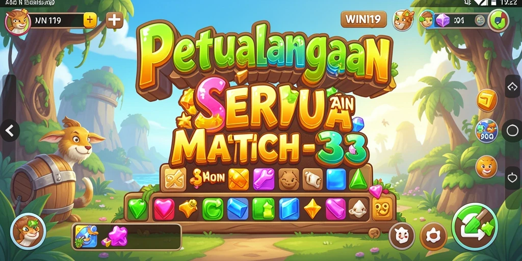 Tangkapan layar dari gameplay <strong>WIN199</strong> menunjukkan aksi mencocokkan permata yang menegangkan.